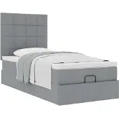 vidaXL Ottoman-Bett mit Matratze Hellgrau 120x190 cm Stoff