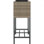 vidaXL Hochbeete mit Ablage 2 Stk. Grau 70x28x70 cm Poly Rattan