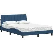 vidaXL Bett mit Matratze "Hanko" Blau 140x190 cm Stoff