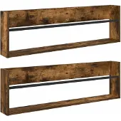 vidaXL Magazinregal mit Regal 2 pcs Geräucherte Eiche 100 x 12 x 30 cm