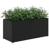 vidaXL Hochbeet mit 2 Fächern Schwarz 72x30x32 cm Poly Rattan