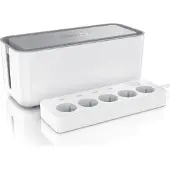 Bearware Steckdosenleiste 5-fach, Steckdosenleiste mit 4 USB-Ports, Ein-/Ausschalter, Kindersicherung, Überspannungsschutz, 1,50 m Kabel, inkl. Kabelbox