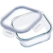 Kadax Lebensmittelbehälter-Set, Glasdeckel, quadratische Box, 3-teilig