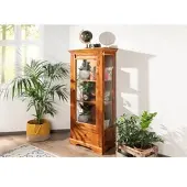 MASSIVMOEBEL24.DE Vitrine Akazie 72x40x155 honig lackiert OXFORD #0527