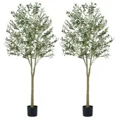 Costway 2er Set Künstliche Olivenbaum Kunstpflanze 180 cm Zimmerpflanze
