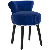 Costway Samt Schminkhocker mit Lehne Gepolsterter Vanity Sitzhocker Blau