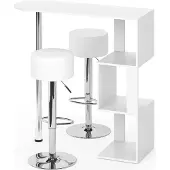 Vicco Bartisch-Set Vincent Weiß 113 x 39.8 cm mit 2 Barhockern, Model 33330