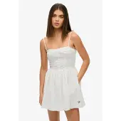 Superdry für Damen. W8012023A Broderie Cami Minikleid weiß (XL), Lässig, Baumwolle, Ärmellos / Hosenträger