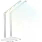 Lunartec 2er-Set Alu-Akku-Schreibtischleuchte, CCT, 280 lm, USB, silber/weiß