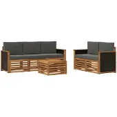 vidaXL Outdoor-Sofagarnitur 6 stk. Natur und Anthrazit