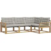 vidaXL Outdoor-Sofagarnitur 4 stk. Weiß und Hellgrau
