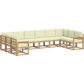 vidaXL Outdoor-Sofagarnitur mit Kissen 10 pcs Weiß und Creme