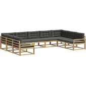 vidaXL Outdoor-Sofagarnitur mit Kissen 9 pcs Weiß und Anthrazit