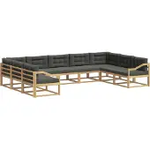 vidaXL Outdoor-Sofagarnitur mit Kissen 9 pcs Weiß und Anthrazit