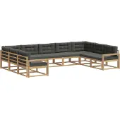 vidaXL Outdoor-Sofagarnitur mit Kissen 9 pcs Weiß und Anthrazit
