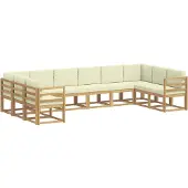 vidaXL Outdoor-Sofagarnitur 10 stk. Weiß und Creme