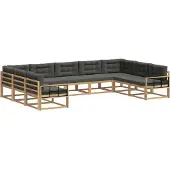 vidaXL Outdoor-Sofagarnitur 9 Stk. Weiß und Anthrazit