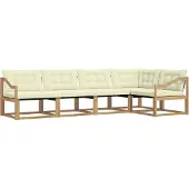 vidaXL Outdoor-Sofagarnitur mit Kissen 5 pcs Weiß und Creme