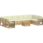 vidaXL Outdoor-Sofagarnitur 11 stk. Weiß und Creme Polyester