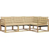 vidaXL Outdoor-Sofagarnitur 4 Stk. Weiß und Beige