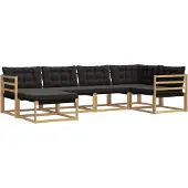 vidaXL Outdoor-Sofagarnitur 6 Stk. Weiß und Schwarz Massivholz Akazie