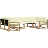 vidaXL Outdoor-Sofagarnitur mit Kissen 6 pcs Weiß und Creme