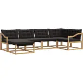 vidaXL Outdoor-Sofagarnitur 6 stk. Weiß und Schwarz Massivholz Akazie