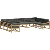 vidaXL Outdoor-Sofagarnitur mit Kissen 9 pcs Weiß und Anthrazit