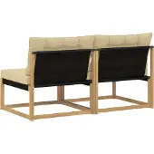 vidaXL Outdoor Mittelsofa Massives Akazienholz und Textilene Weiß
