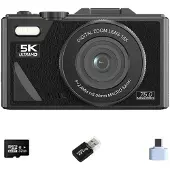 INF 5K Digitalkamera - 75MP, WiFi, Klappbildschirm, 64GB Karte & Zubehör