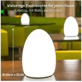 Smart&Green Akku LED Tischleuchte Egg mit App-Steuerung