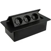 Designlight Einbausteckdose Kombibox 3x Steckdose schwarz 1,5m Kabel