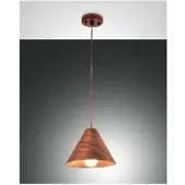 FABAS LUCE Pendelleuchte Esino E27 Ø250mm Walnussfarben Holz