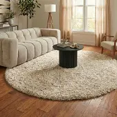 NATURL. Shaggy Teppich Rund - Blaze Beige Ø 120 cm