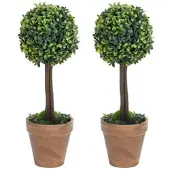 Furnicato Künstliche Buchsbäume 2 Stk. mit Topf Kugelform Grün 33 cm