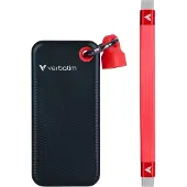 Verbatim Pocket SSD, 1 TB, USB Typ-C, 3.2 Gen 2 (3.1 Gen 2), 1000 MB/s, 10 Gbit/s, Schwarz, Rot
