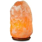 WAGNER LIFE Beleuchteter Salzkristall Rock mit Holzsockel ROCK, gelb / orange, für Wohn- / Esszimmer, Stein, Tischlampe