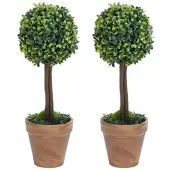 Furnicato Künstliche Buchsbäume 2 Stk. mit Topf Kugelform Grün 56 cm