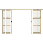 Vente-unique Versenkbare Doppeltüren aus Holz und gehärtetem Glas - 3 Fenster - 2 x H 205 x B 93 cm - ACOSTA II