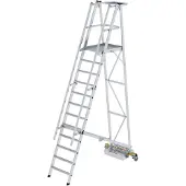 MUNK Günzburger Steigtechnik MUNK Podestleiter fahrbar mit schmaler Traverse 12 Stufen