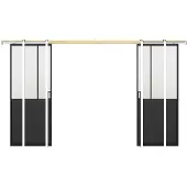 Vente-unique Versenkbare industrielle Doppelschiebetür - Schwarz und gehärtetes Glas - 2 x H 205 x B 93 cm - ARTISTO II