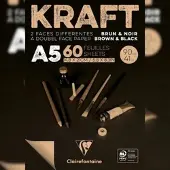 Clairefontaine 5x Block Kraftpapier, zweifarbig, geleimt, 60 Blatt A5 90g - 975817C