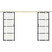 Vente-unique Versenkbare Doppelschiebetür - Aluminium und mattiertes gehärtetes Glas - 2 x H 205 x B 93 cm - SINCA II