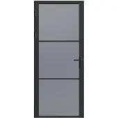 Vente-unique Tür-Set - wendbar - Aluminium & Rauchglas - 204 x 93 cm - Schwarz - MASERU