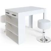 Vicco Esstisch-Set Repose Weiß 67 x 100 cm mit 2 Hockern, Model 33329
