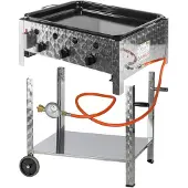 Dema Edelstahl Gasbräter, Gastrobräter 3 flammig, mit Stahlpfanne und Untergestell