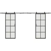 Vente-unique Doppelte Wandschiebetüren – Aluminium und gehärtetes Glas – 2 x H 205 x B 93 cm – WILDEN II