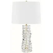Casa Padrino Luxus Kristallglas Tischleuchte Antik Messing / Weiß H. 72 cm