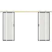 Vente-unique Versenkbare Doppelschiebetür - Aluminium und mattiertes gehärtetes Glas - 2 x H 205 x B 63 cm - LINCI II