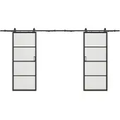 Vente-unique Doppelschiebetüren für Wandmontage - Aluminium und klares gehärtetes Glas - 2 x H 205 x B 63 cm - SINCA II